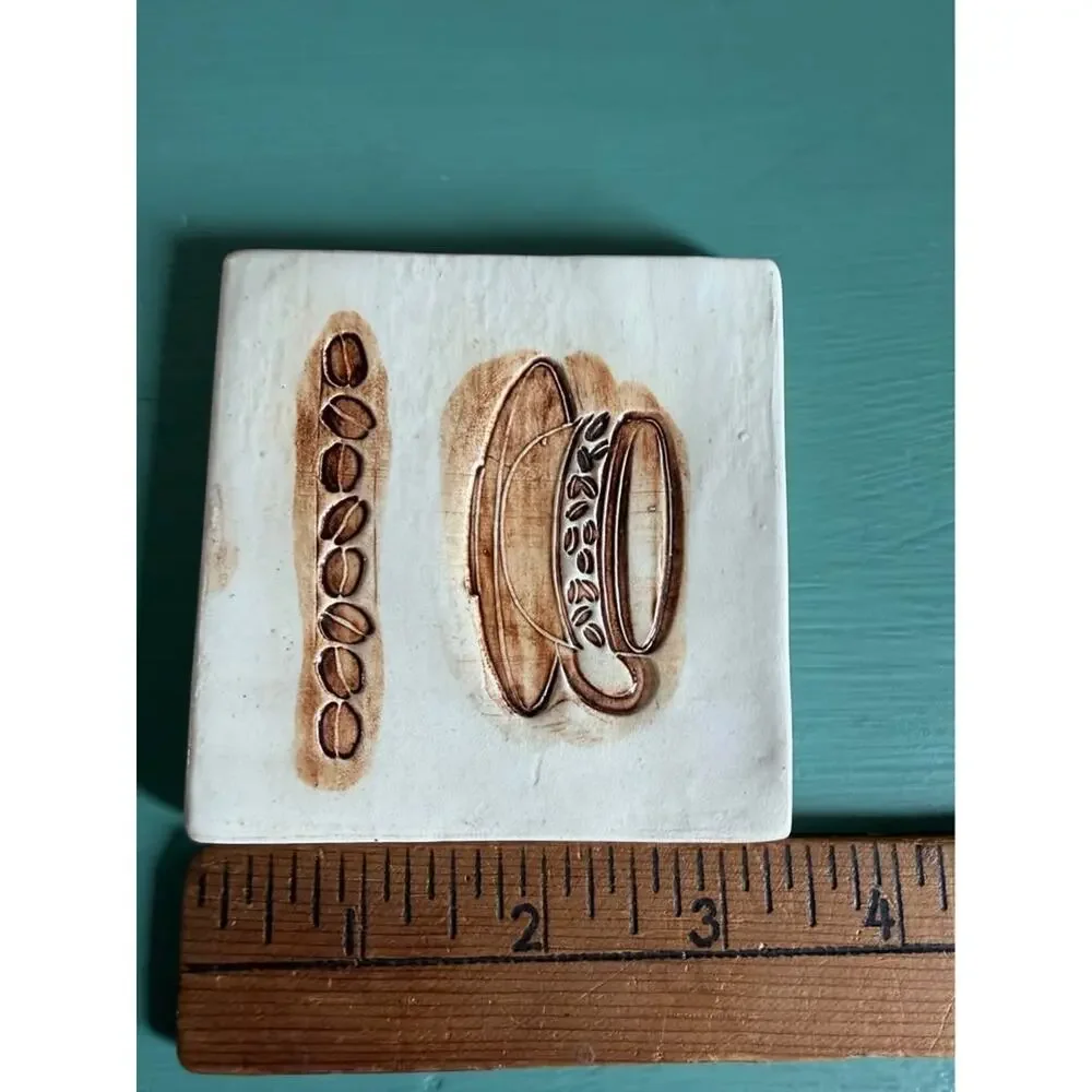 Set of 3 Ceramic Coffee-Themed Coasters | Café Kitchen Décor